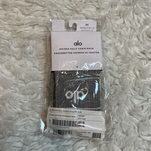 Alo Yoga Unisex Half Crew Throwback Sock Athletic Heather Grey White Size M